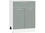 Шкаф нижний с 2-мя дверцами и ящиком Квадро Аквамарин/Белый 816*600*481