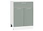 Шкаф нижний с 2-мя дверцами и ящиком Квадро Аквамарин/Белый 816*600*481