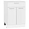 Шкаф нижний с 2-мя дверцами и ящиком Квадро Белый/Белый 816*600*481