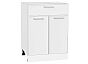Шкаф нижний с 2-мя дверцами и ящиком Квадро Белый/Белый 816*600*481