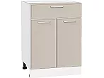 Шкаф нижний с 2-мя дверцами и ящиком Квадро Кашемир/Белый 816*600*481
