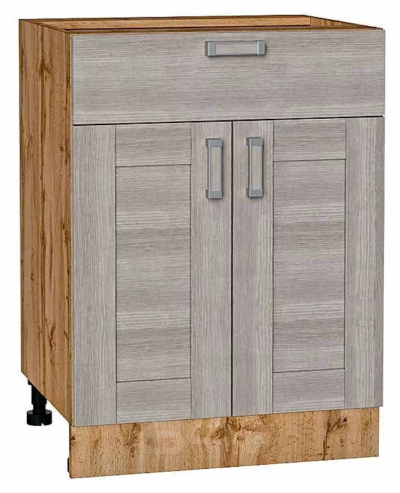 Шкаф нижний с 2-мя дверцами и ящиком Лофт Cappuccino Veralinga Дуб Вотан 816*600*480