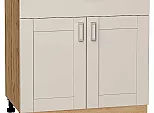 Шкаф нижний с 2-мя дверцами и ящиком Лофт Cream Silk/Дуб Вотан 816*800*480