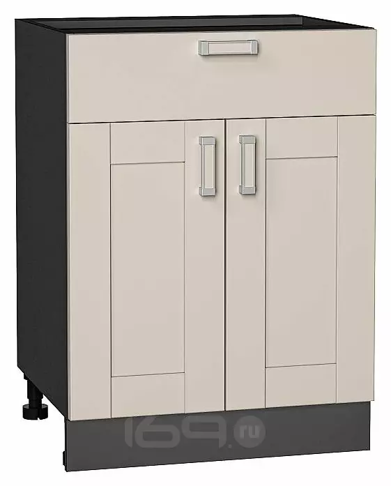 Шкаф нижний с 2-мя дверцами и ящиком Лофт Cream Silk/Graphite 816*600*480