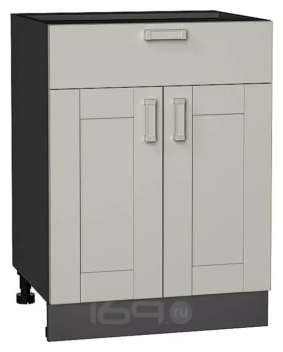 Шкаф нижний с 2-мя дверцами и ящиком Лофт Grey Silk/Graphite 816*600*480
