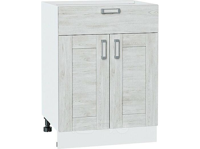 Шкаф нижний с 2-мя дверцами и ящиком Лофт Nordic Oak/Белый 816*600*480