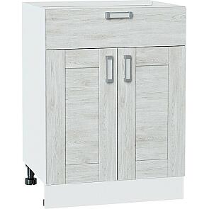 Шкаф нижний с 2-мя дверцами и ящиком Лофт Nordic Oak/Белый 816*600*480
