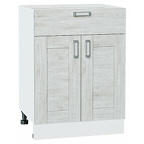 Шкаф нижний с 2-мя дверцами и ящиком Лофт Nordic Oak/Белый 816*600*480
