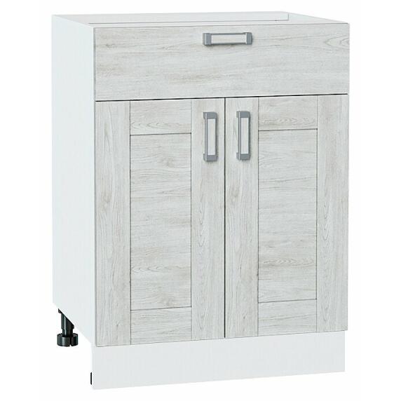 Шкаф нижний с 2-мя дверцами и ящиком Лофт Nordic Oak/Белый 816*600*480