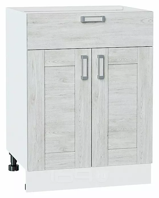 Шкаф нижний с 2-мя дверцами и ящиком Лофт Nordic Oak/Белый 816*600*480