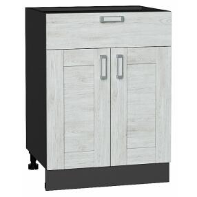 Шкаф нижний с 2-мя дверцами и ящиком Лофт Nordic Oak/Graphite 816*600*480