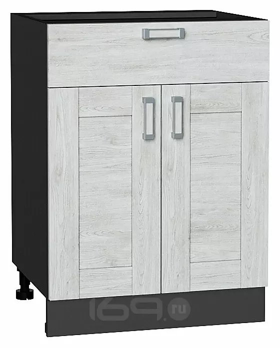 Шкаф нижний с 2-мя дверцами и ящиком Лофт Nordic Oak/Graphite 816*600*480