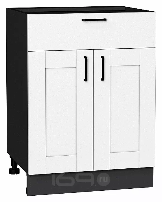 Шкаф нижний с 2-мя дверцами и ящиком Лофт Super White Graphite 816*600*480