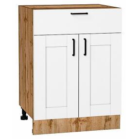 Шкаф нижний с 2-мя дверцами и ящиком Лофт Super White Дуб Вотан 816*600*480