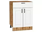 Шкаф нижний с 2-мя дверцами и ящиком Лофт Super White Дуб Вотан 816*600*480