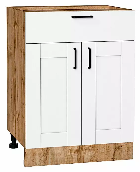 Шкаф нижний с 2-мя дверцами и ящиком Лофт Super White Дуб Вотан 816*600*480