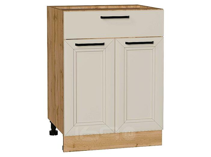 Шкаф нижний с 2-мя дверцами и ящиком Нео Cream Silk/Дуб Вотан 816*600*480