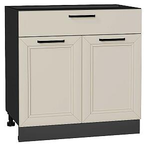 Шкаф нижний с 2-мя дверцами и ящиком Нео Cream Silk/Graphite 816*800*480
