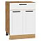 Шкаф нижний с 2-мя дверцами и ящиком Нео White Silk/Дуб Вотан 816*600*480