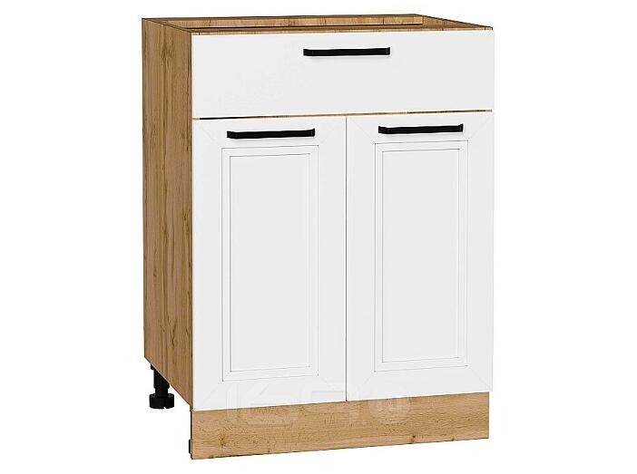 Шкаф нижний с 2-мя дверцами и ящиком Нео White Silk/Дуб Вотан 816*600*480