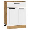 Шкаф нижний с 2-мя дверцами и ящиком Нео White Silk/Дуб Вотан 816*600*480