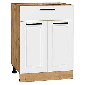 Шкаф нижний с 2-мя дверцами и ящиком Нео White Silk/Дуб Вотан 816*600*480