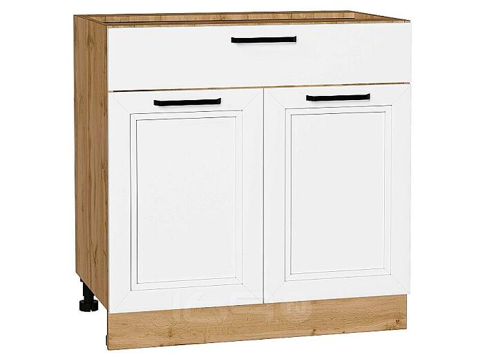 Шкаф нижний с 2-мя дверцами и ящиком Нео White Silk/Дуб Вотан 816*800*480