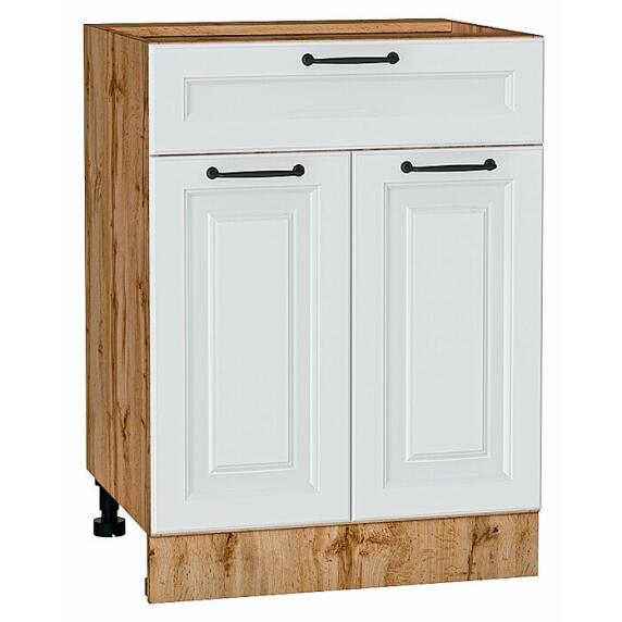 Шкаф нижний с 2-мя дверцами и ящиком Ницца Blanco/Дуб Вотан 816*600*478