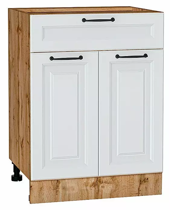 Шкаф нижний с 2-мя дверцами и ящиком Ницца Blanco/Дуб Вотан 816*600*478