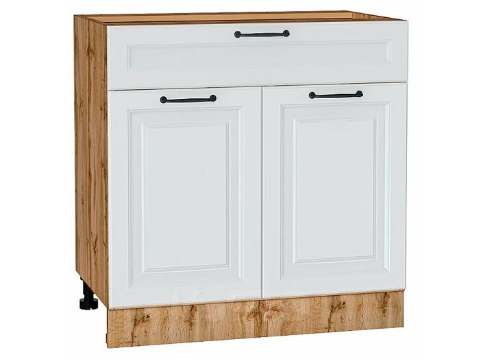 Шкаф нижний с 2-мя дверцами и ящиком Ницца Blanco/Дуб Вотан 816*800*478