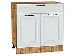 Шкаф нижний с 2-мя дверцами и ящиком Ницца Blanco/Дуб Вотан 816*800*478
