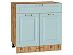 Шкаф нижний с 2-мя дверцами и ящиком Ницца Голубой/Дуб Вотан 816*800*478