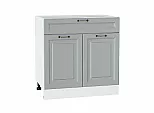 Шкаф нижний с 2-мя дверцами и ящиком Ницца Графит/Белый 816*800*478