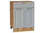 Шкаф нижний с 2-мя дверцами и ящиком Ницца Графит/Дуб Вотан 816*600*478