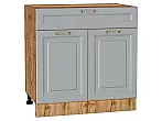 Шкаф нижний с 2-мя дверцами и ящиком Ницца Графит/Дуб Вотан 816*800*478