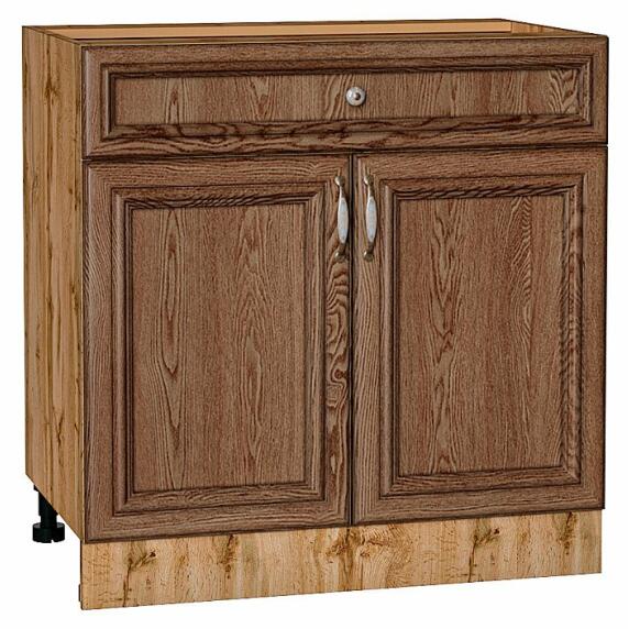 Шкаф нижний с 2-мя дверцами и ящиком Шале Brown Dreamline Дуб Вотан 816*800*480