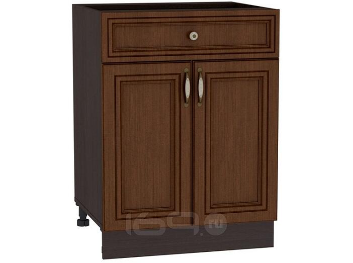 Шкаф нижний с 2-мя дверцами и ящиком Шале Н 601М Brown Oak-Венге