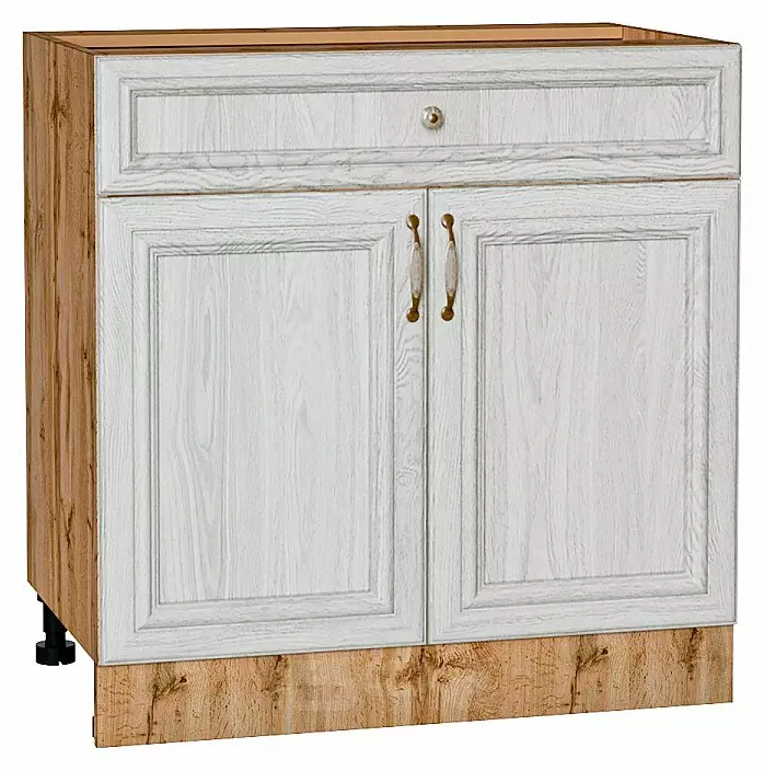 Шкаф нижний с 2-мя дверцами и ящиком Шале White Dreamline Дуб Вотан 816*800*480