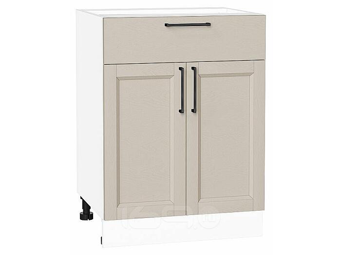 Шкаф нижний с 2-мя дверцами и ящиком Сканди Cream Silkwood/Белый 816*600*480