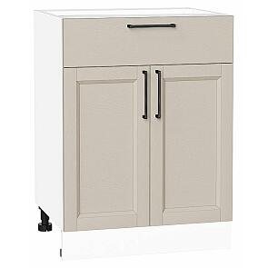 Шкаф нижний с 2-мя дверцами и ящиком Сканди Cream Silkwood/Белый 816*600*480