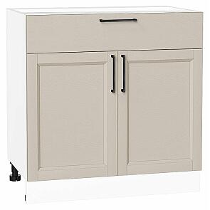 Шкаф нижний с 2-мя дверцами и ящиком Сканди Cream Silkwood/Белый 816*800*480