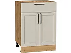 Шкаф нижний с 2-мя дверцами и ящиком Сканди Cream Silkwood/Дуб Вотан 816*600*480