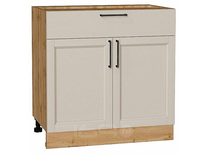 Шкаф нижний с 2-мя дверцами и ящиком Сканди Cream Silkwood/Дуб Вотан 816*800*480