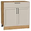 Шкаф нижний с 2-мя дверцами и ящиком Сканди Cream Silkwood/Дуб Вотан 816*800*480