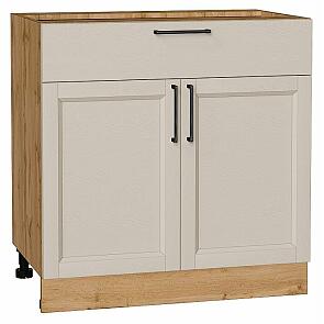 Шкаф нижний с 2-мя дверцами и ящиком Сканди Cream Silkwood/Дуб Вотан 816*800*480