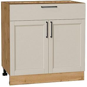 Шкаф нижний с 2-мя дверцами и ящиком Сканди Cream Silkwood/Дуб Вотан 816*800*480
