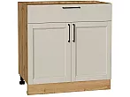Шкаф нижний с 2-мя дверцами и ящиком Сканди Cream Silkwood/Дуб Вотан 816*800*480