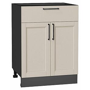 Шкаф нижний с 2-мя дверцами и ящиком Сканди Cream Silkwood/Graphite 816*600*480