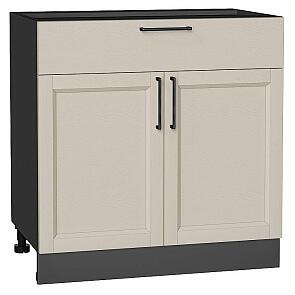 Шкаф нижний с 2-мя дверцами и ящиком Сканди Cream Silkwood/Graphite 816*800*480