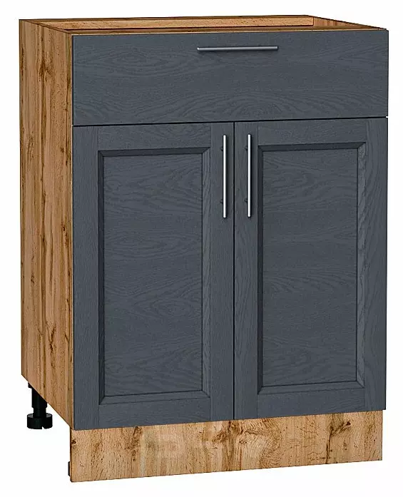 Шкаф нижний с 2-мя дверцами и ящиком Сканди Graphite Softwood Дуб Вотан 816*600*480